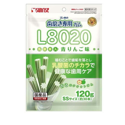 サンライズ ゴン太の歯磨き専用ガム SSサイズ L8020乳酸菌入り 青りんご味 120g ◆賞味期限 2026年12月