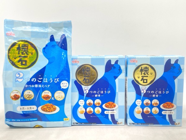 【訳あり】3個セット！ペットライン 懐石 2つ・5つのごほうび 成猫 ◆賞味期限 2026年9月