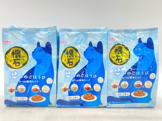 【訳あり】3個セット！ペットライン 懐石 2つのごほうび 650g 成猫 ◆賞味期限 2027年3月
