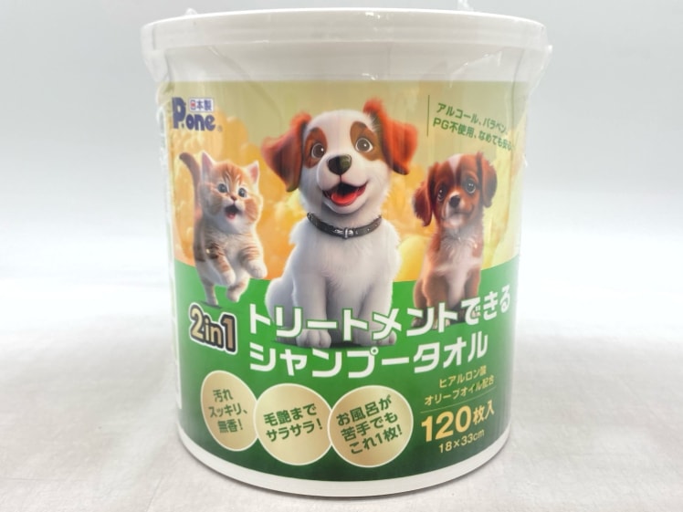 【訳あり】P.one 2in1 トリートメントできるシャンプータオル 120枚入 成犬 成猫