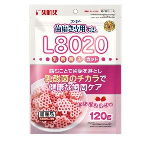 マルカン ゴン太の歯磨き専用ガム L8020乳酸菌入り カット いちごミルク味(120g) ◆賞味期限 2026年11月