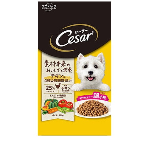 シーザー ドライ 成犬用 チキンと4種の農園野菜入り 超小粒 700g(CSR92) ◆賞味期限 2027年1月