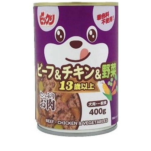 ペットライブラリー ビックリ 犬缶 ビーフ＆チキン＆野菜 13歳以上(400g) ◆賞味期限 2028年12月