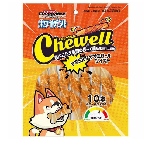 ドギーマン ホワイデント Chewell ヤギミルクササミロールツイスト 10本 ◆賞味期限 2026年12月