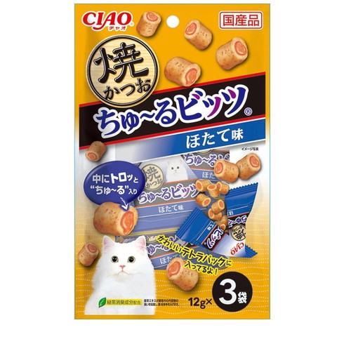 いなば CIAO 焼かつお ちゅ～るビッツ ほたて味 36g(12gx3袋) ◆賞味期限 2027年2月