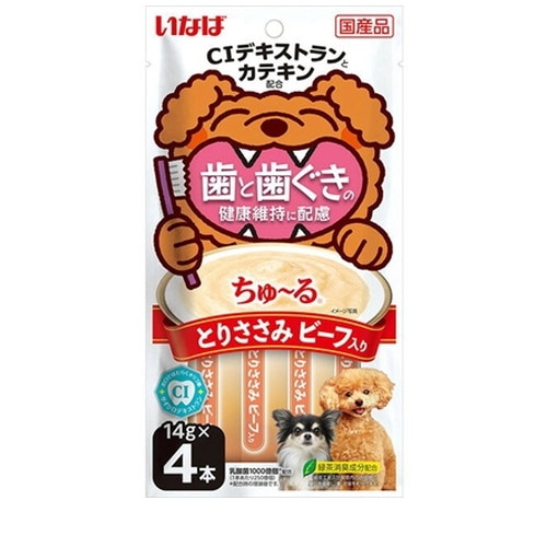 いなば ちゅ～る 歯と歯ぐきの健康維持に配慮 とりささみ ビーフ入り 14g×4本 ◆賞味期限 2027年6月
