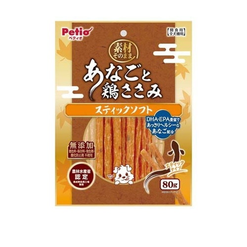 素材そのまま あなごと鶏ささみ スティックソフト(80g) ◆賞味期限 2027年8月