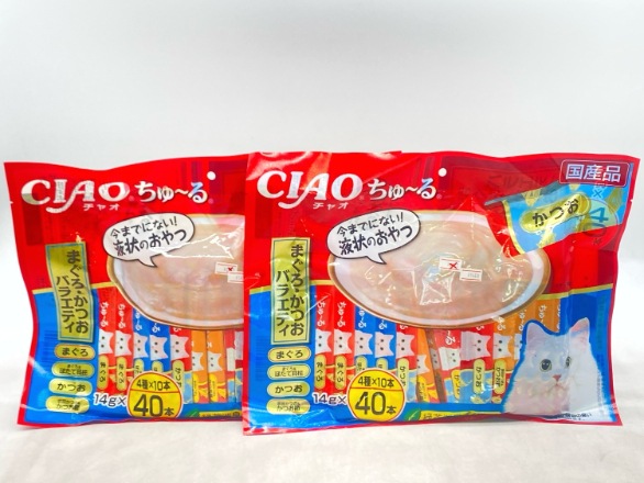 【訳あり】2個セット！いなば CIAOちゅ～る まぐろ・かつおバラエティ 560g 成猫 ◆賞味期限 2027年10月