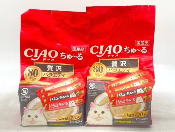 【訳あり】2個セット！いなば CIAOちゅ～る 贅沢バラエティ 14gx80本 成猫 ◆賞味期限 2027年1月