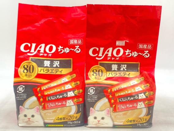 【訳あり】2個セット！いなば CIAOちゅ～る 贅沢バラエティ 14gx80本 成猫 ◆賞味期限 2027年10月