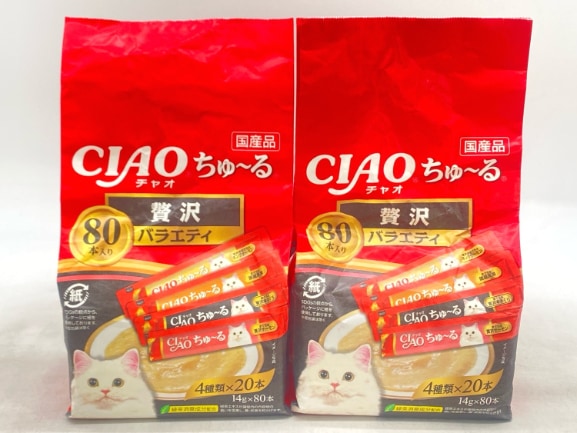 【訳あり】2個セット！いなば CIAOちゅ～る 贅沢バラエティ 14gx80本 成猫 ◆賞味期限 2028年2月