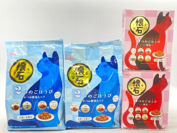 【訳あり】4個セット！ペットライン 懐石 2つ・5つのごほうび 成猫 ◆賞味期限 2027年4月