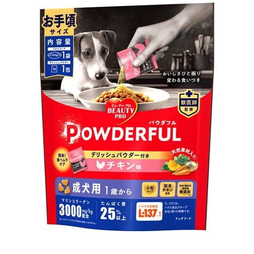 ビューティープロ ドッグ パウダフル 成犬用 チキン味パウダー付き お手頃サイズ 102g ◆賞味期限 2027年3月