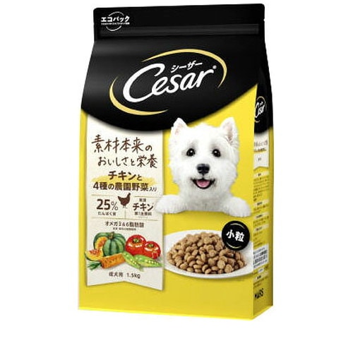 シーザー ドライ 成犬用 チキンと4種の農園野菜入り 小粒 CSR01 (1.5kg) ◆賞味期限 2027年2月