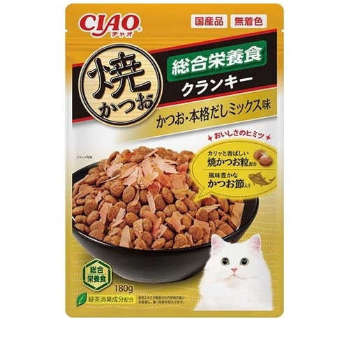 いなば CIAO 焼かつお クランキー 総合栄養食 かつお・本格だしミックス味(180g) ◆賞味期限 2027年7月