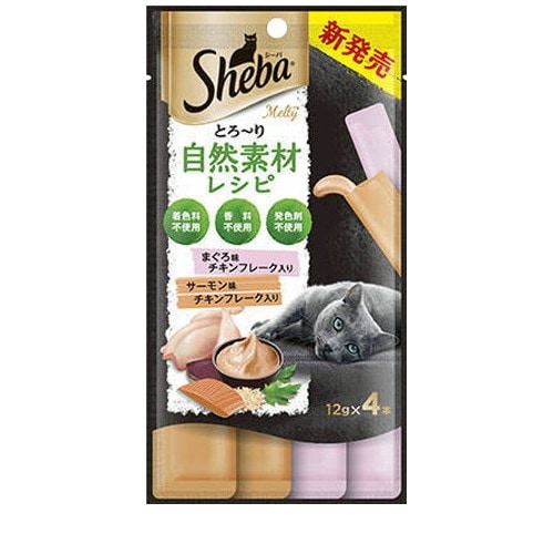 シーバ とろ～り メルティ 自然素材レシピ まぐろ味とサーモン味セレクション フレーク入り SMT24(12g×4P) ◆賞味期限 2027年8月