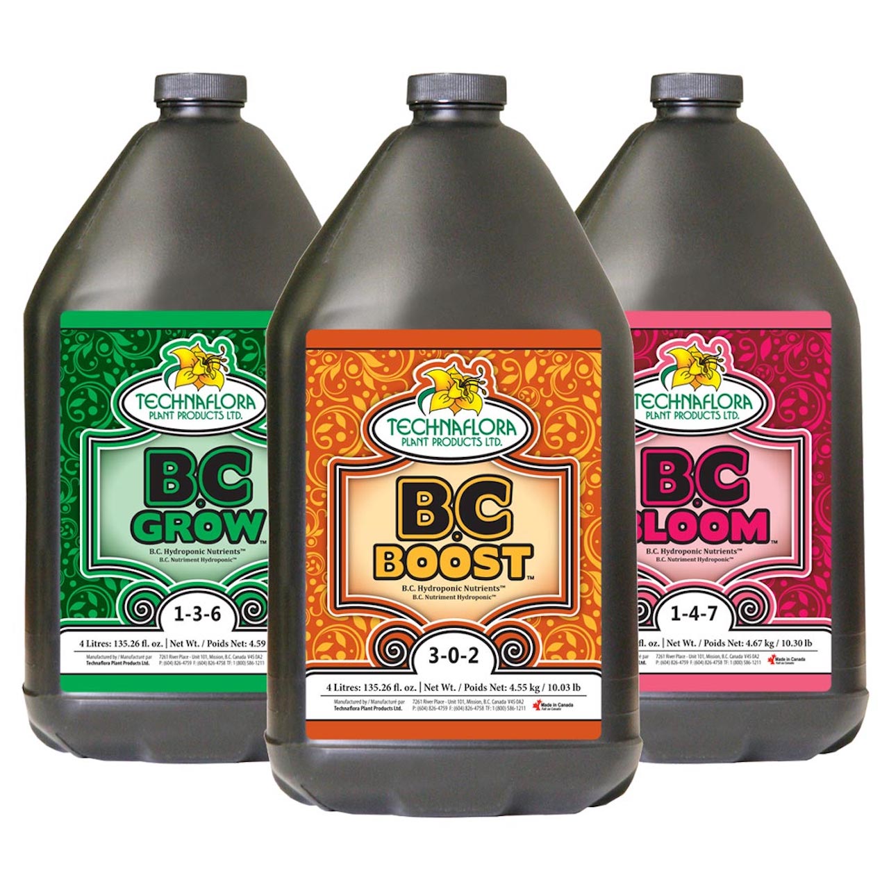 Technaflora 水耕・土耕栽培3パート液肥 B.C Nutrients セット