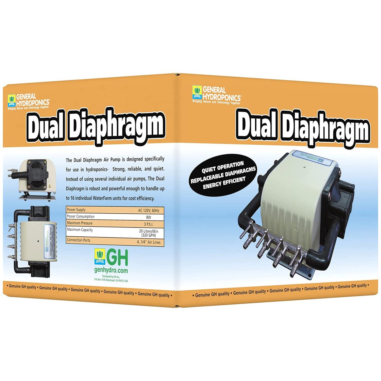 GH エアーポンプ (320 GPH) Dual Diaphragm Air Pump