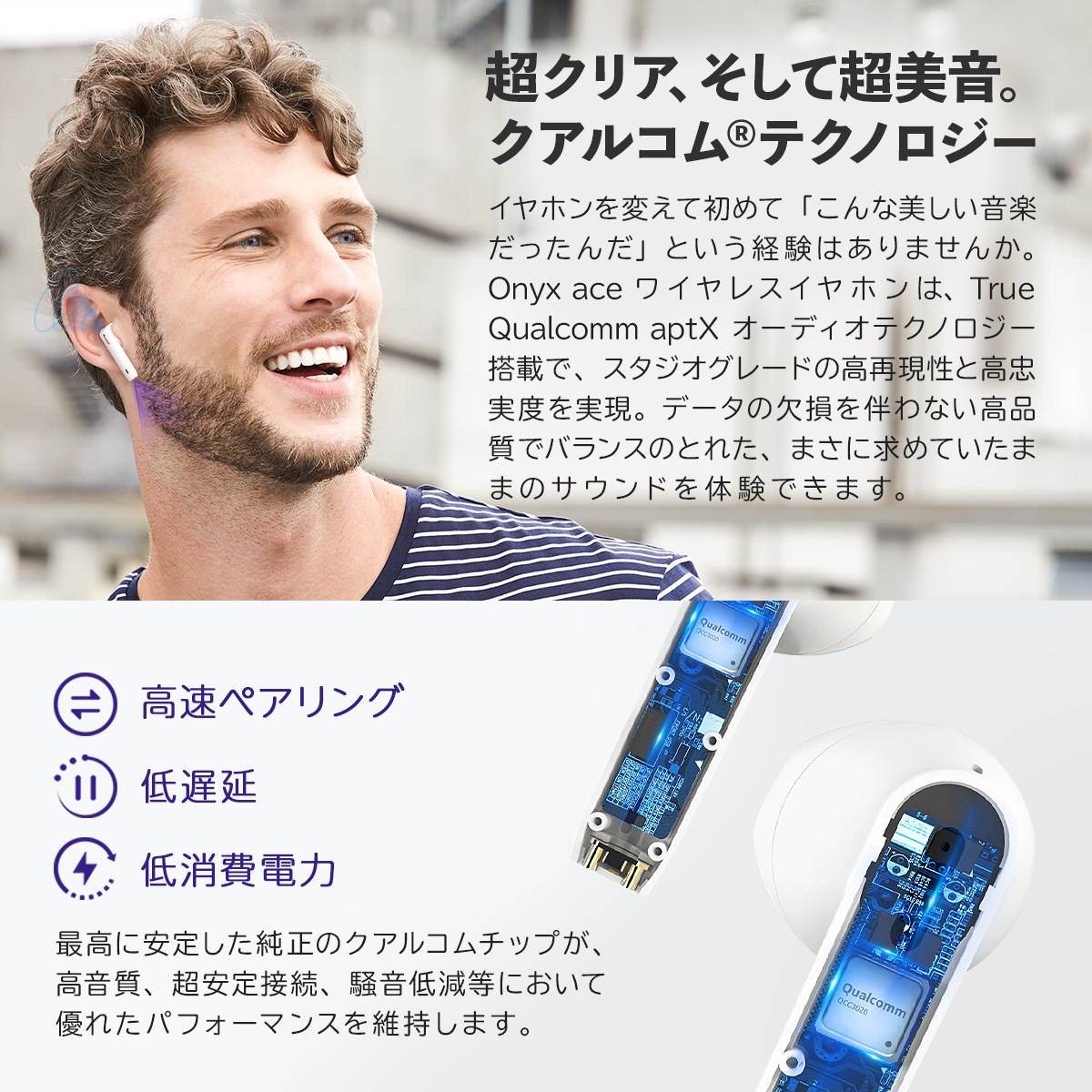 Tronsmart Onyx Ace ワイヤレスイヤホン ホワイト 【1年保証】