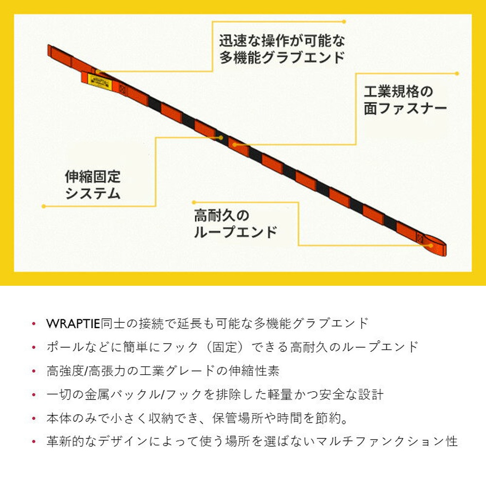 荷締めバンド ラップタイ 240cm 幅2.5cm 2本セット｜アウトドア キャンプ 持ち運び