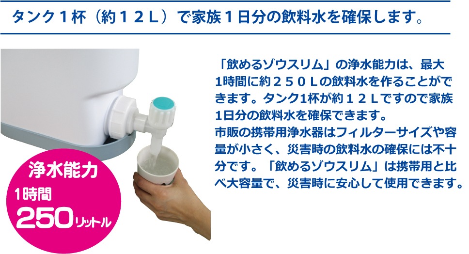 飲めるゾウスリム｜交換フィルター付 | 非常用浄水器「飲める