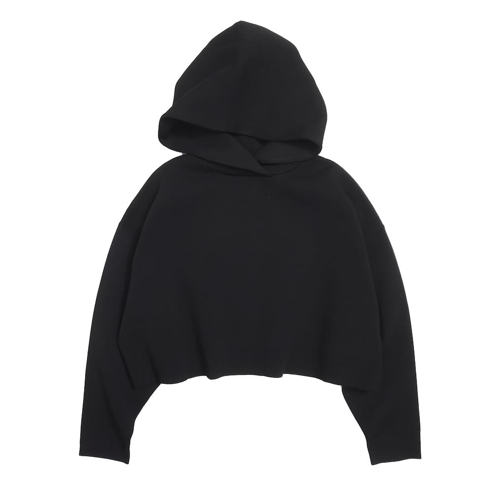RIM.ARK リムアーク　High neck knit hoodie 黒 RIM.ARK(リムアーク)｜Wool hoodie over CT/コート/ブラック の
