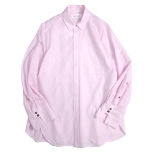 ENFOLD(ե) STRIPE SOLID-SLEEVE SHIRT