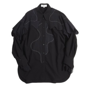 ENFOLD(ե) MIX FABRIC WAVE SHIRT