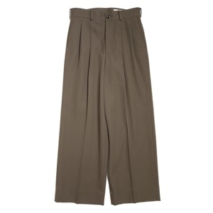 THE RERACS(饯) RERACS BRUSHED BACK SATIN BELTED TUCK SLACKS