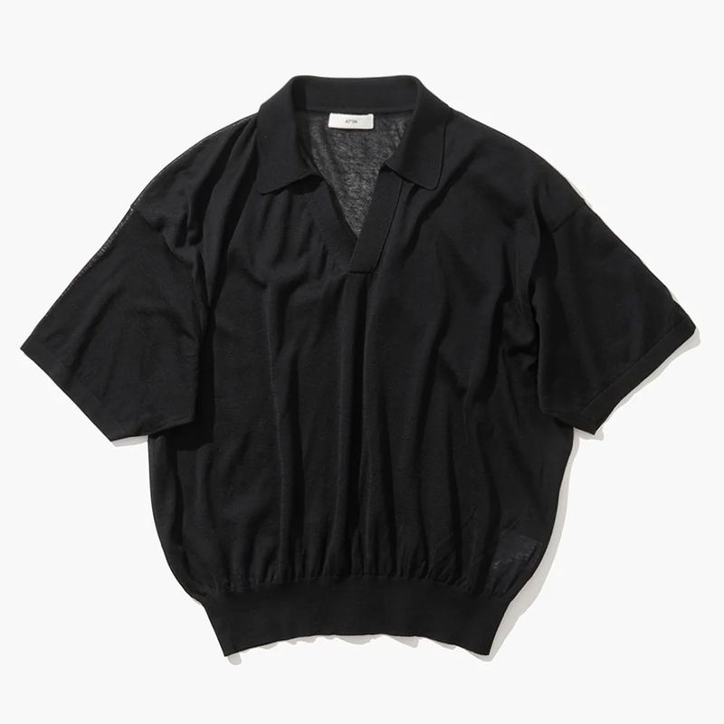 ATON(ȥ) COMPACT COTTON SKIPPER POLO SWEATER