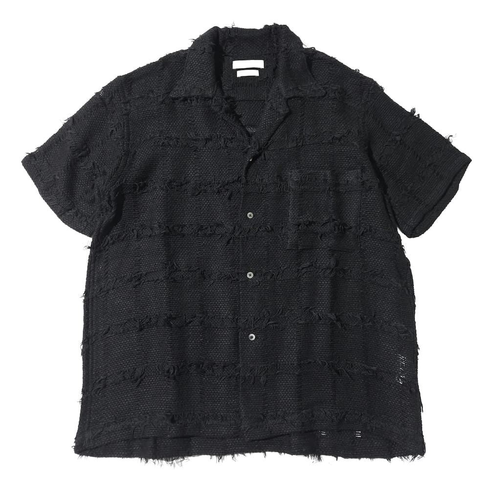 YOKE(ヨーク) FRINGE CHECK TWEED OPEN COLLAR SHIRT