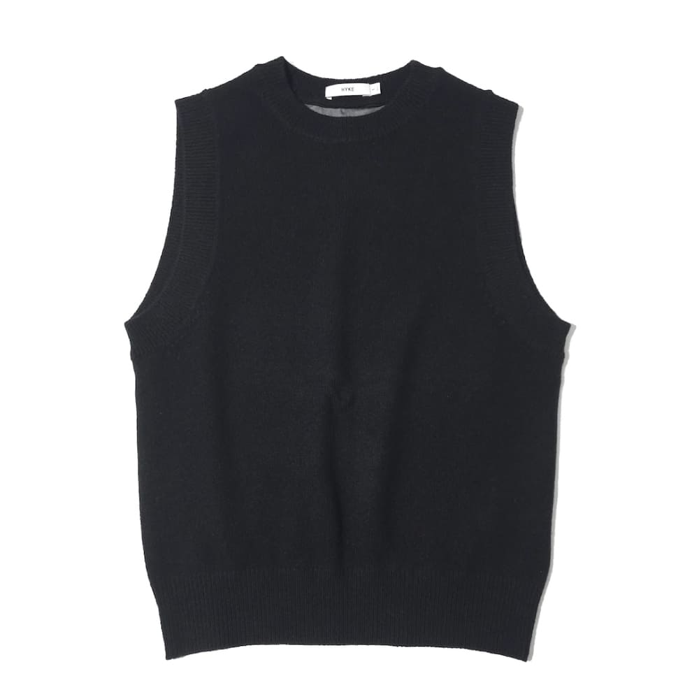 HYKE ハイク　ベスト　ネイビー　ニット　シルク混 HYKE ハイク CREW NECK CROP TOP シルク混ニットベスト 221
