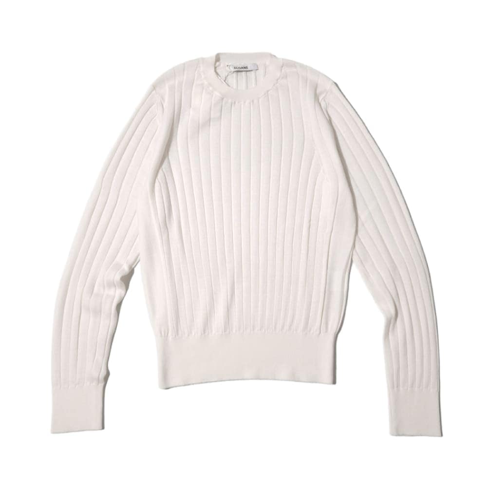 SLOANE(スローン) 18Gワイドリブ エクストラファインメリノウール×シルク クルーネック