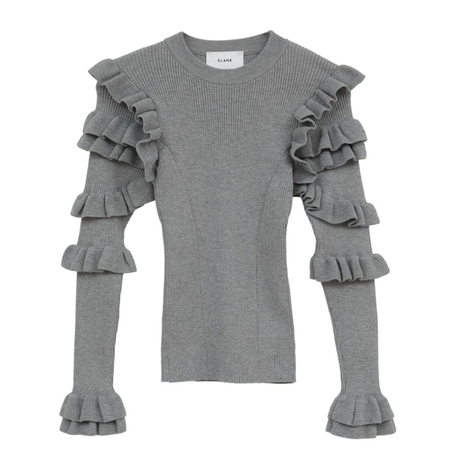 CLANE(クラネ) FRILL SLEEVE KNIT TOPS