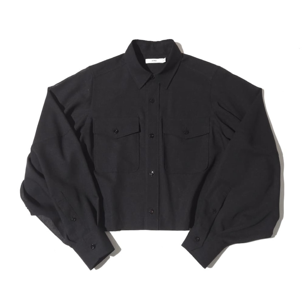 HYKE(ハイク) T/W VOILE BALLOON SLEEVE CROPPED SHIRT