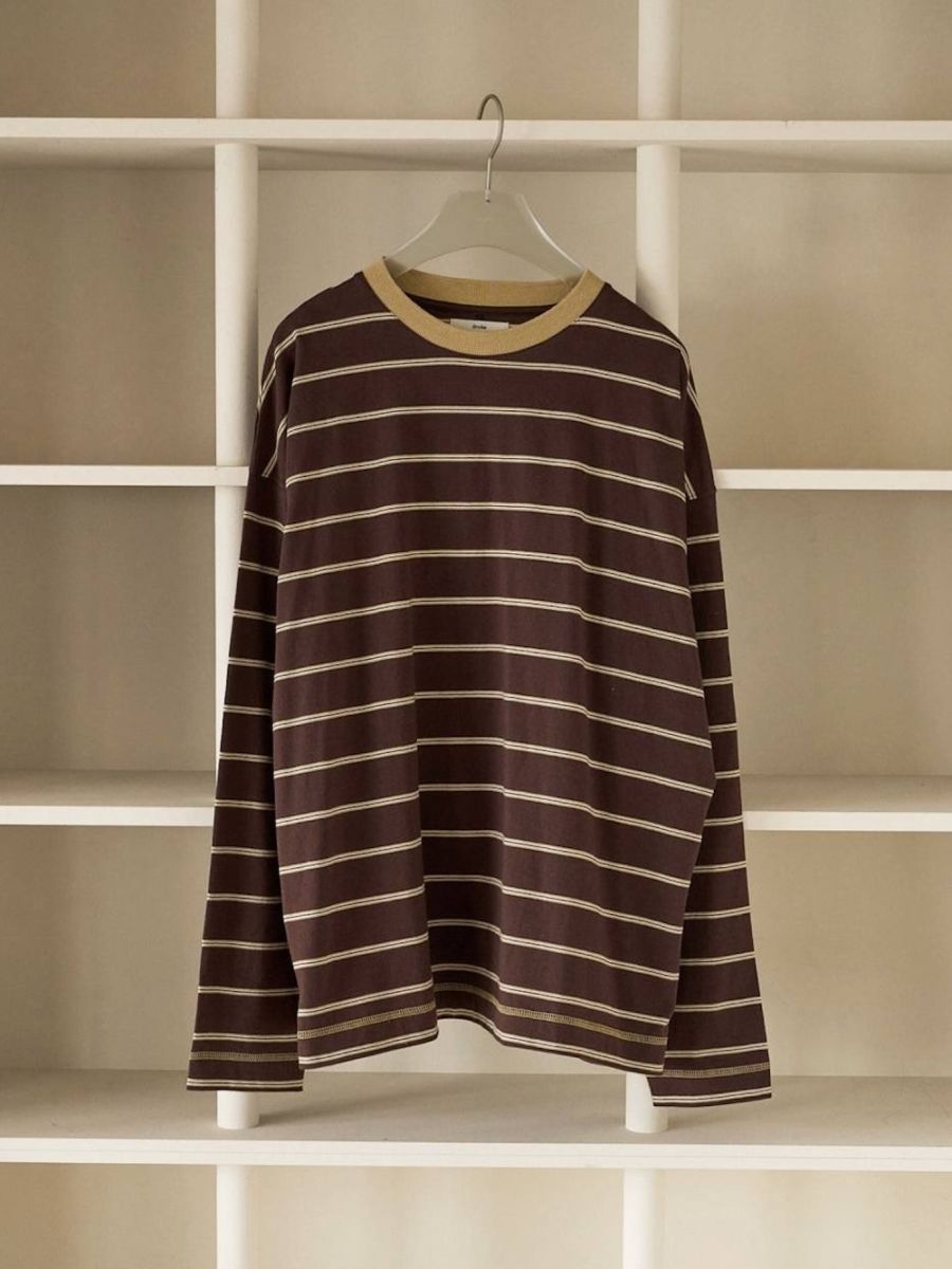 anuke(アンヌーク) Border Loose Long T-shirts