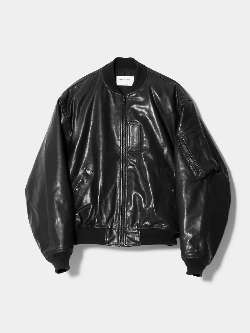 beautiful people(ビューティフルピープル) light lamb leather fanshape MA-1blouson