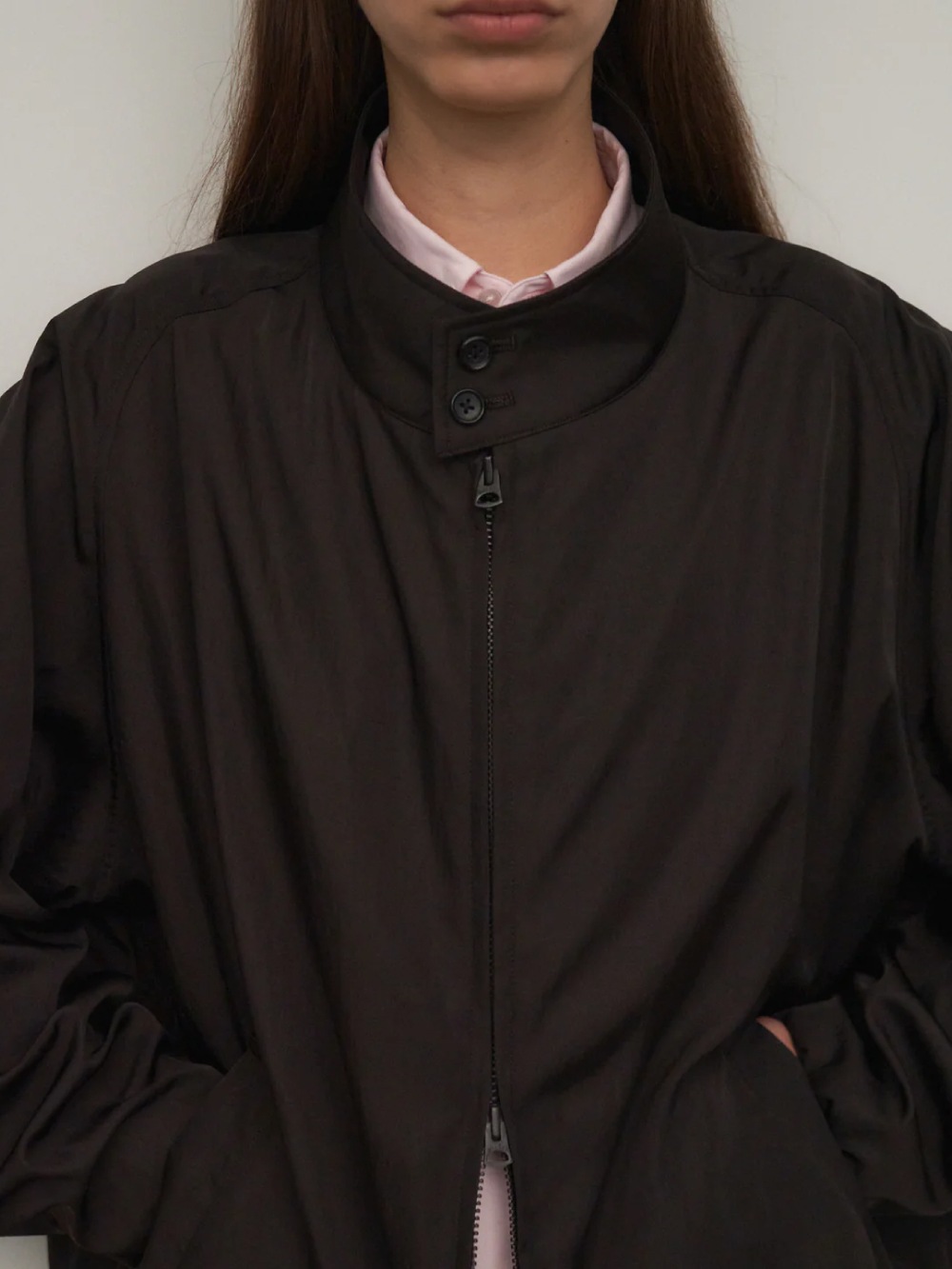 ATON(エイトン) NYLON TWILL OVERSIZED HARRINGTON JACKET