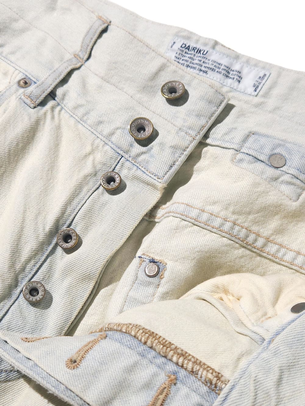 SALE】DAIRIKU(ダイリク) Ice Wash W-Velt Wide Denim Pants