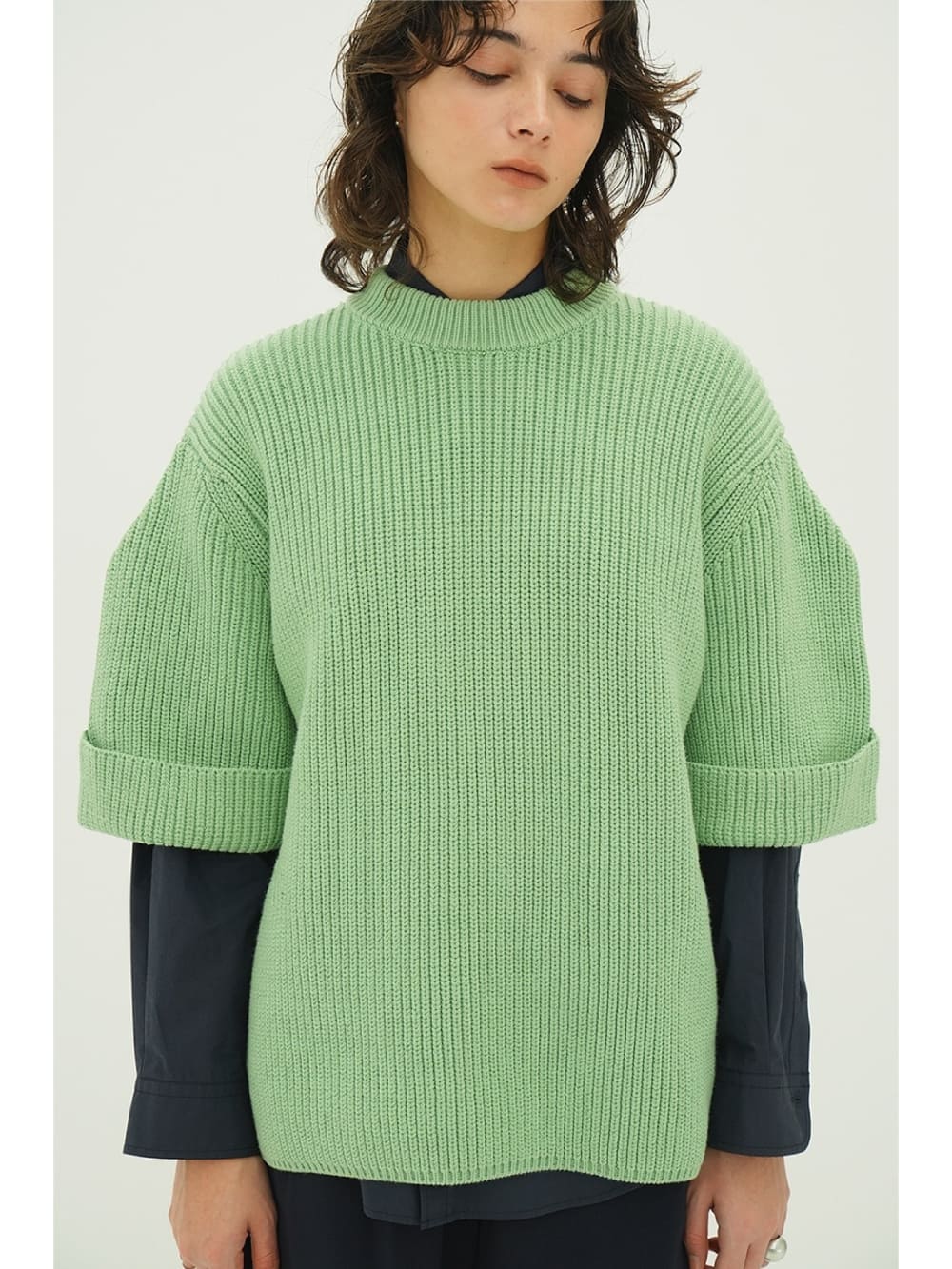 CLANE(クラネ) OVER HALF SLEEVE KNIT TOPS