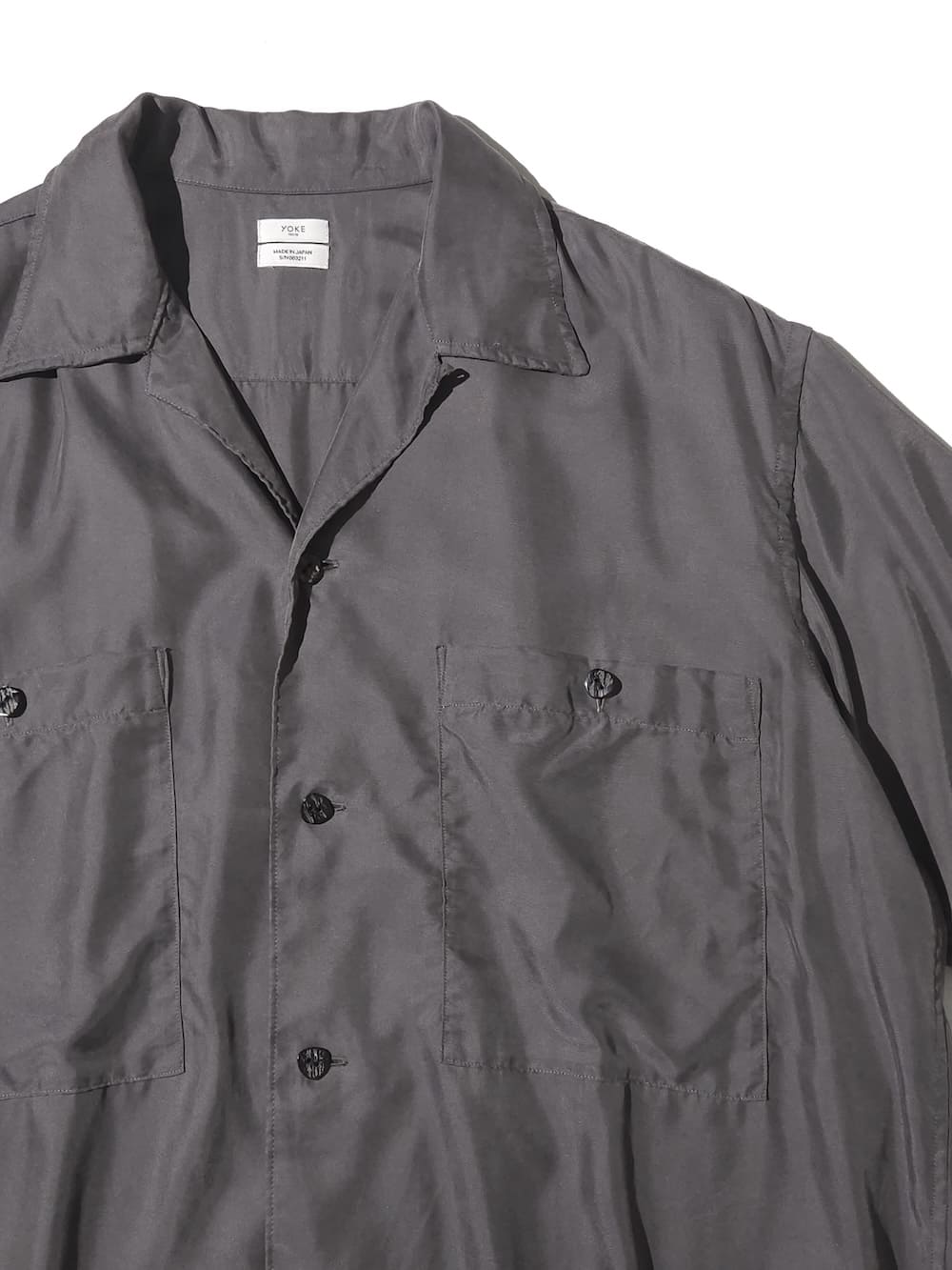 YOKE(ヨーク) Cupro Polyester Washable Twill Open Collar Shirt