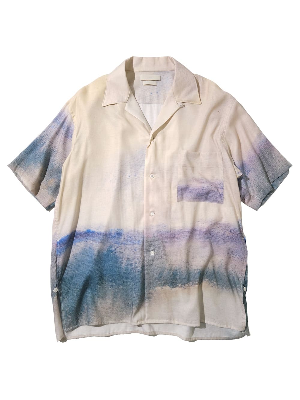 YOKE(衼) LANDSCAPE PRINTED OPEN COLLAR SHIRT