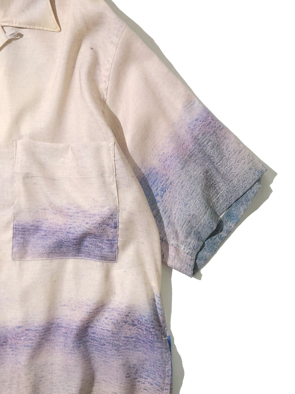YOKE(衼) LANDSCAPE PRINTED OPEN COLLAR SHIRT