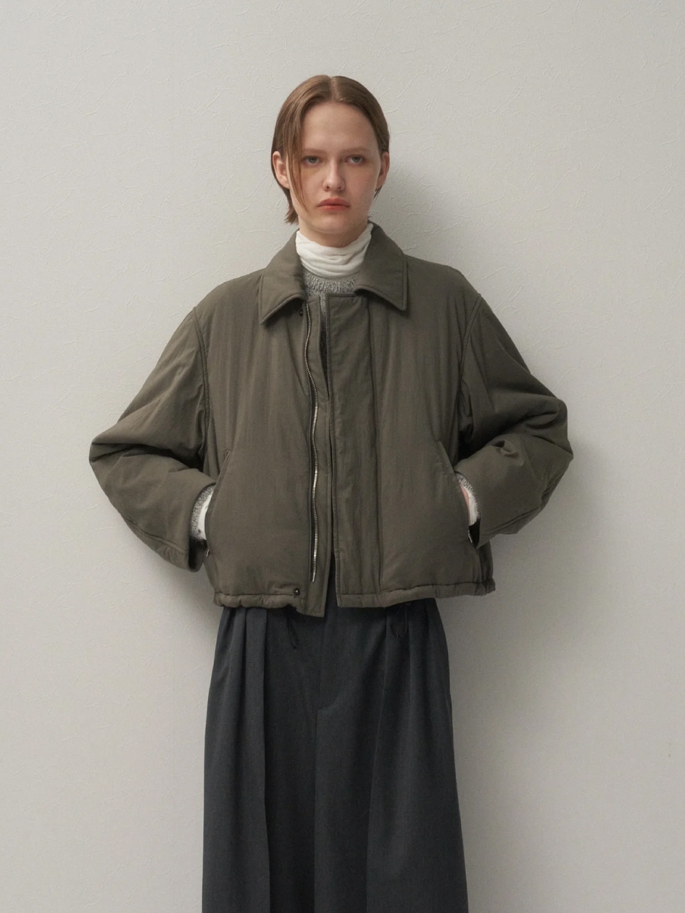 ATON(エイトン) MAT AIRY NYLON WOOL PADDED HARRINGTON JACKET