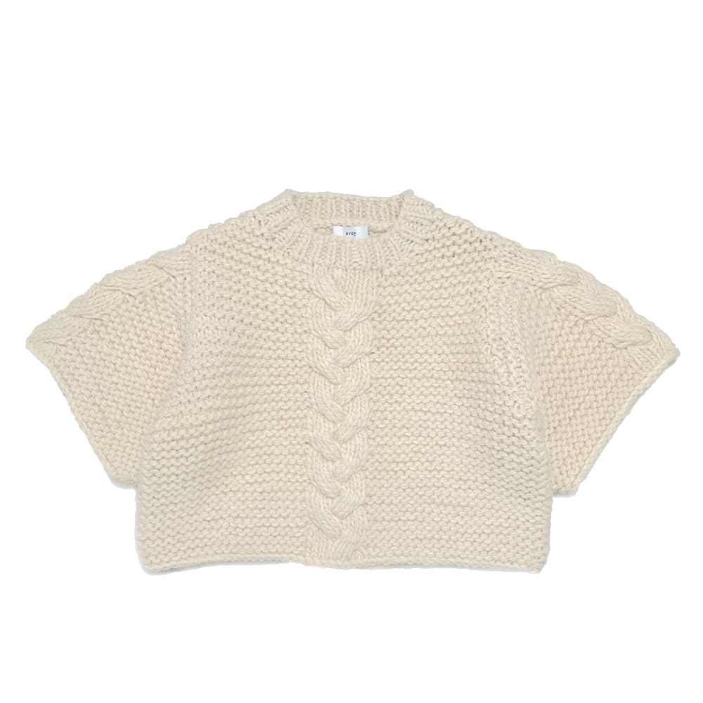 【SALE】HYKE(ハイク) CABLE-KNIT HALF SLEEVE SWEATER