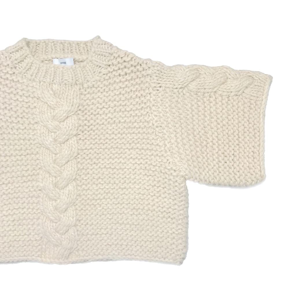 【SALE】HYKE(ハイク) CABLE-KNIT HALF SLEEVE SWEATER