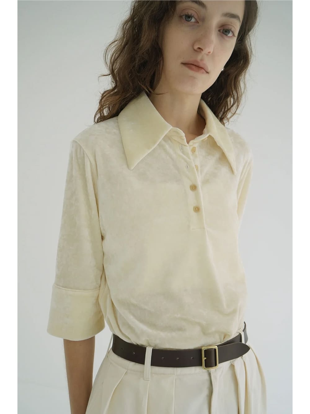 CLANE CRUSHED VELOUR POLO TOPS クラネ CLANE(クラネ) CRUSHED VELOUR POLO TOPS - COLDBECK ONLINE