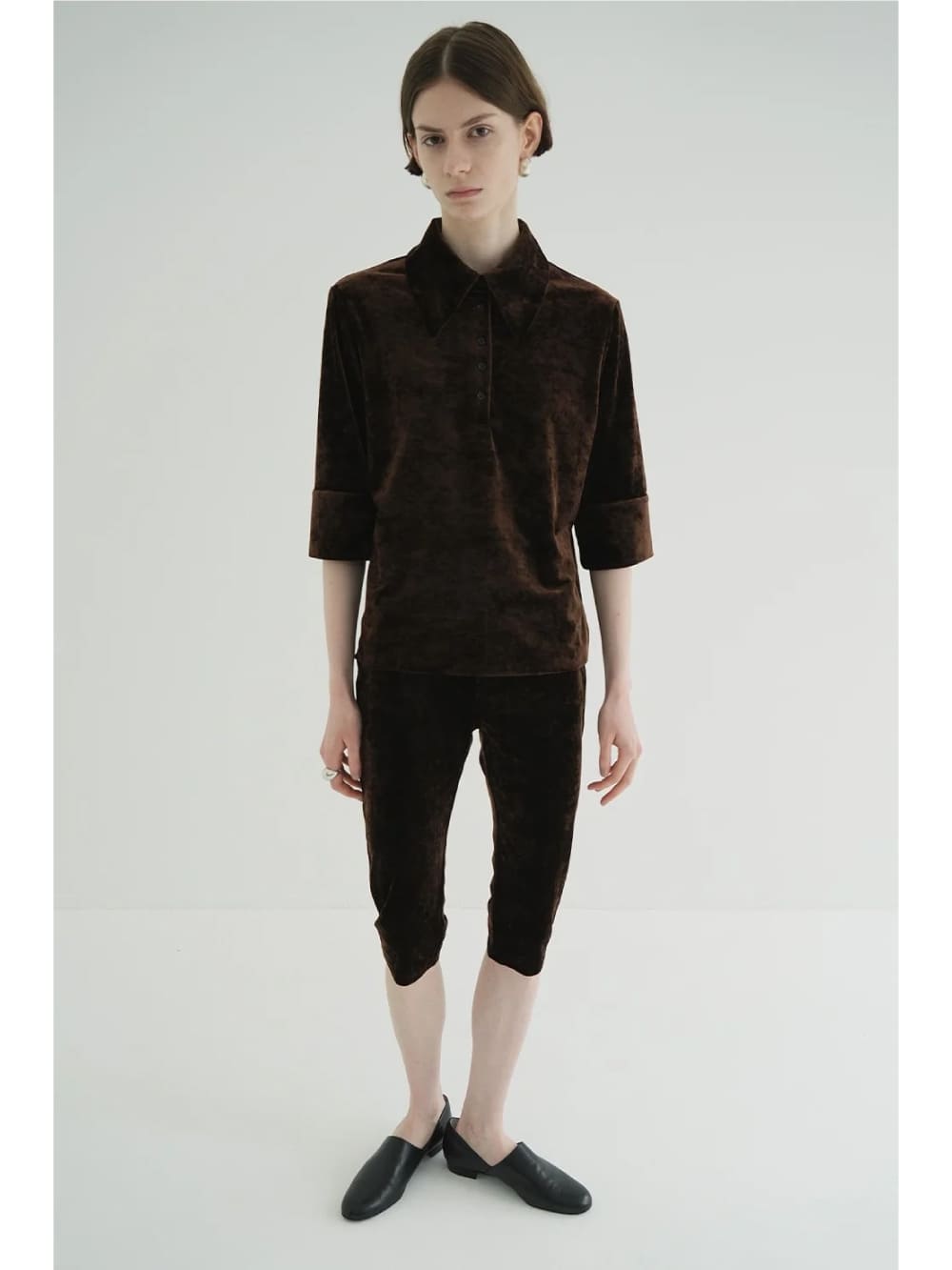CLANE(クラネ) CRUSHED VELOUR POLO TOPS - COLDBECK ONLINE
