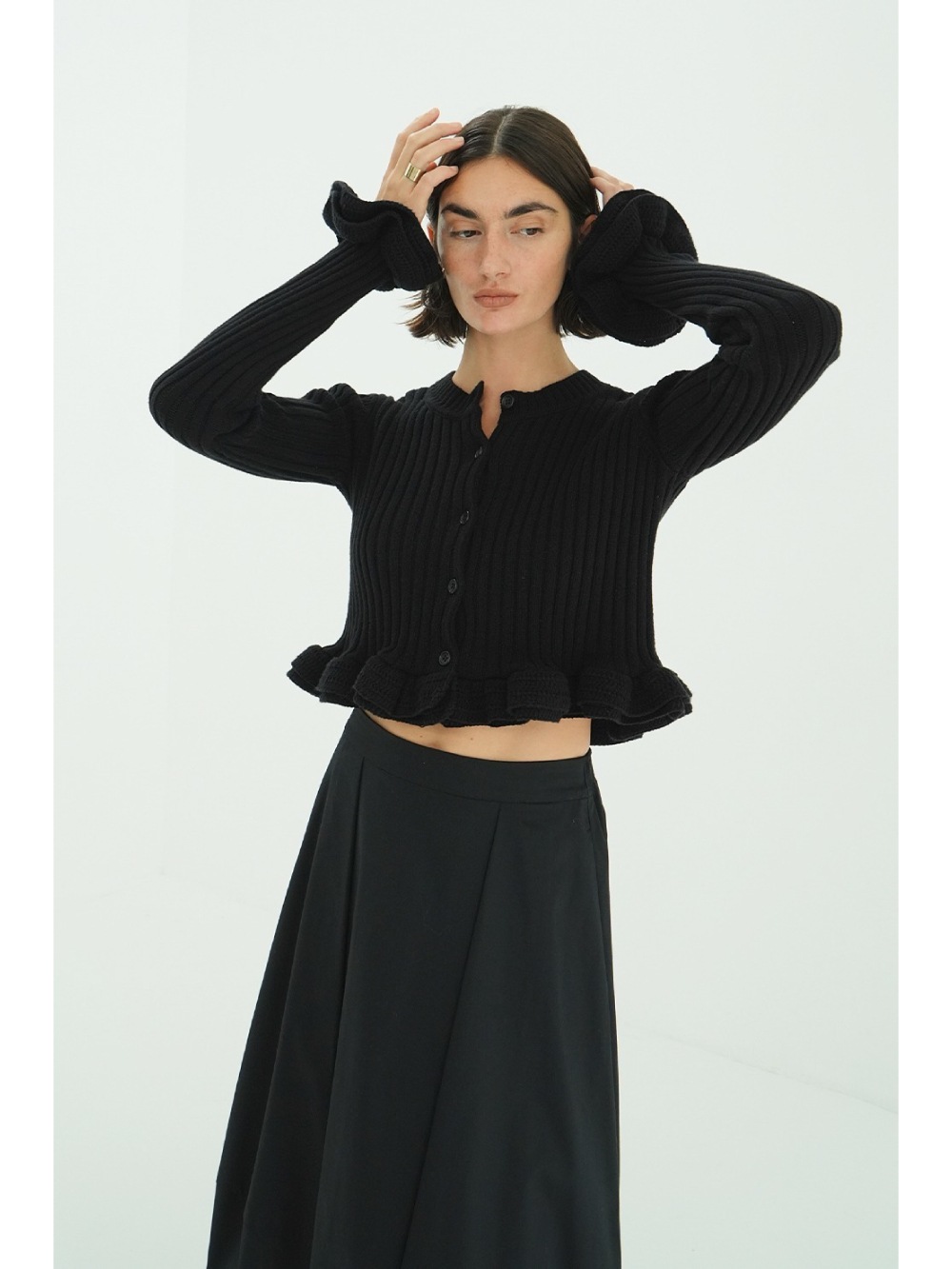 CLANE(クラネ) W FACE SHORT FRILLED KNIT TOPS - COLDBECK ONLINE