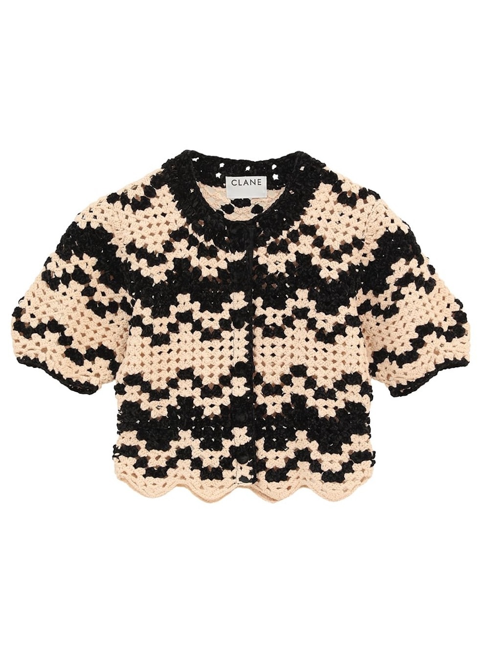 CLANE(クラネ) MALL BORDER HAND CROCHET KNIT CARDIGAN